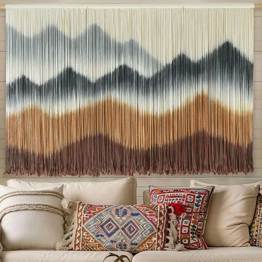 Настенный декор макраме в стиле горы, настенный декор из макраме, современный настенный декор, настенное искусство из волокна, мастерство 57 Wx35 L
Настенный декор макраме в стиле горы, настенный декор из макраме, современный настенный декор, настенное искусство из волокна, мастерство 57 Wx35 L