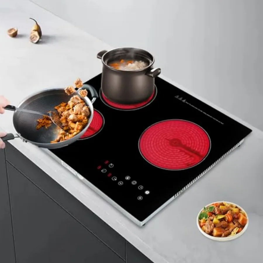 3 Burners Electric Ceramic Cooktop 24 Inch 110V 2600W Desktop or Embedded Electric Hot Plate with Touch Adjustment Control 9 He
3 Burners Electric Ceramic Cooktop 24 Inch 110V 2600W Desktop or Embedded Electric Hot Plate with Touch Adjustment Control 9 He