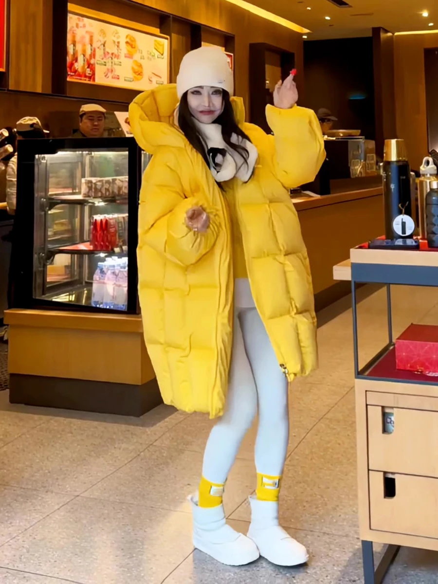 Women's Hooded White Duck down Puffer Jacket Mid-Length Bread Style Coat Thick Warm Commuter Style Korean Version Straight Tube
Women's Hooded White Duck down Puffer Jacket Mid-Length Bread Style Coat Thick Warm Commuter Style Korean Version Straight Tube
