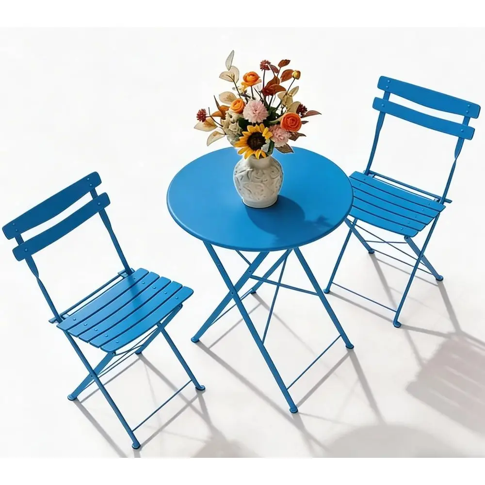 Metal Outdoor Bistro Set - 3-Piece Patio Furniture, Blue, Indoor/Outdoor Use, No Assembly Required
Metal Outdoor Bistro Set - 3-Piece Patio Furniture, Blue, Indoor/Outdoor Use, No Assembly Required