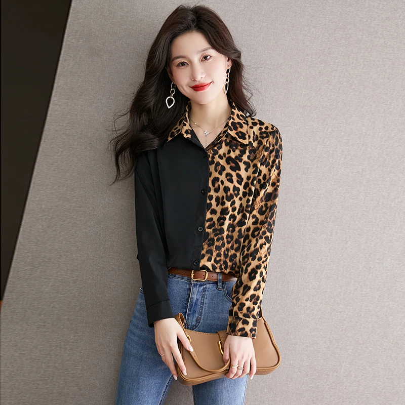 Top Grade Women Silk Tops 2023 Spring & Summer Leopard Printing Shirts Lady Single Breasted Patchwork Colors Silk Chiffon Blouse
Top Grade Women Silk Tops 2023 Spring & Summer Leopard Printing Shirts Lady Single Breasted Patchwork Colors Silk Chiffon Blouse