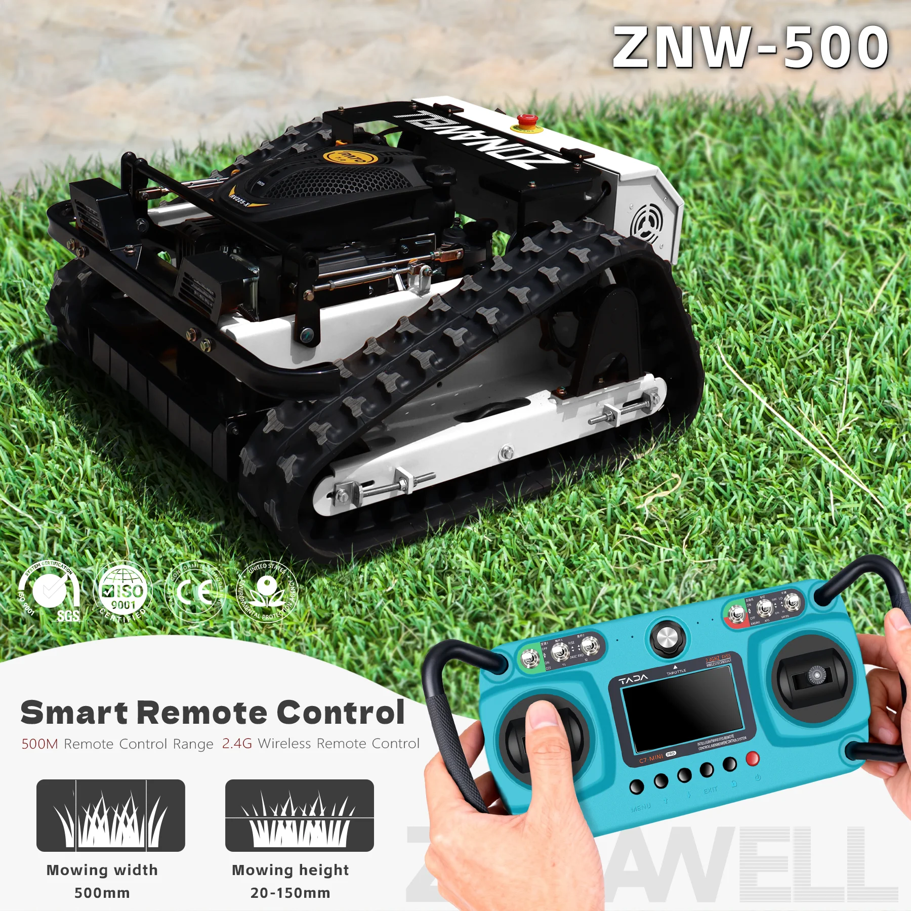 Customizable lawnmower compliant Euro5 EPA 500mm cutting width, blade height 20-150mm, suitable for mowing areas of 1000-3500㎡
Customizable lawnmower compliant Euro5 EPA 500mm cutting width, blade height 20-150mm, suitable for mowing areas of 1000-3500㎡