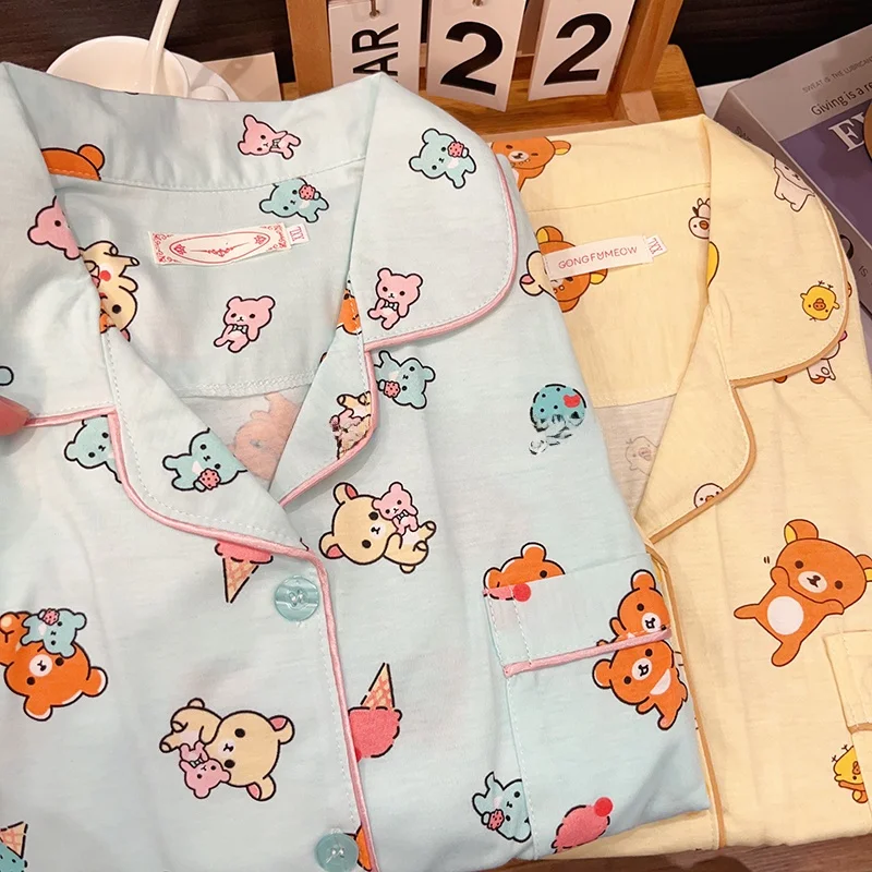 Rilakkuma Lazy Bear Women's Cotton Pajamas ort Sve Summer Home Clothes Cute Bear Spwear Comfortable Breathable
Rilakkuma Lazy Bear Women's Cotton Pajamas ort Sve Summer Home Clothes Cute Bear Spwear Comfortable Breathable