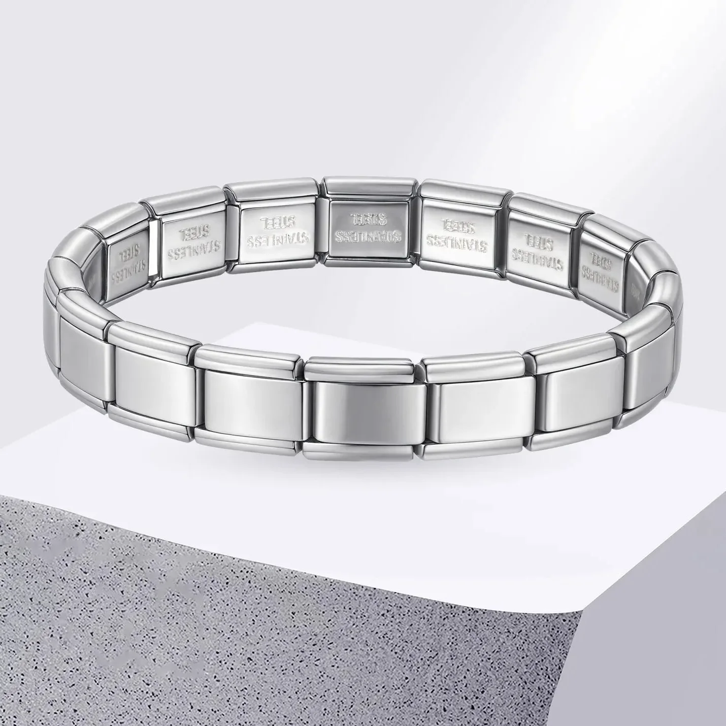 Stainless Steel Strap Chain Italy Style Bracelets for Women Men Elastic Splicing Detachable Charm Bracelet 9mm Wide Jewelry 
Stainless Steel Strap Chain Italy Style Bracelets for Women Men Elastic Splicing Detachable Charm Bracelet 9mm Wide Jewelry