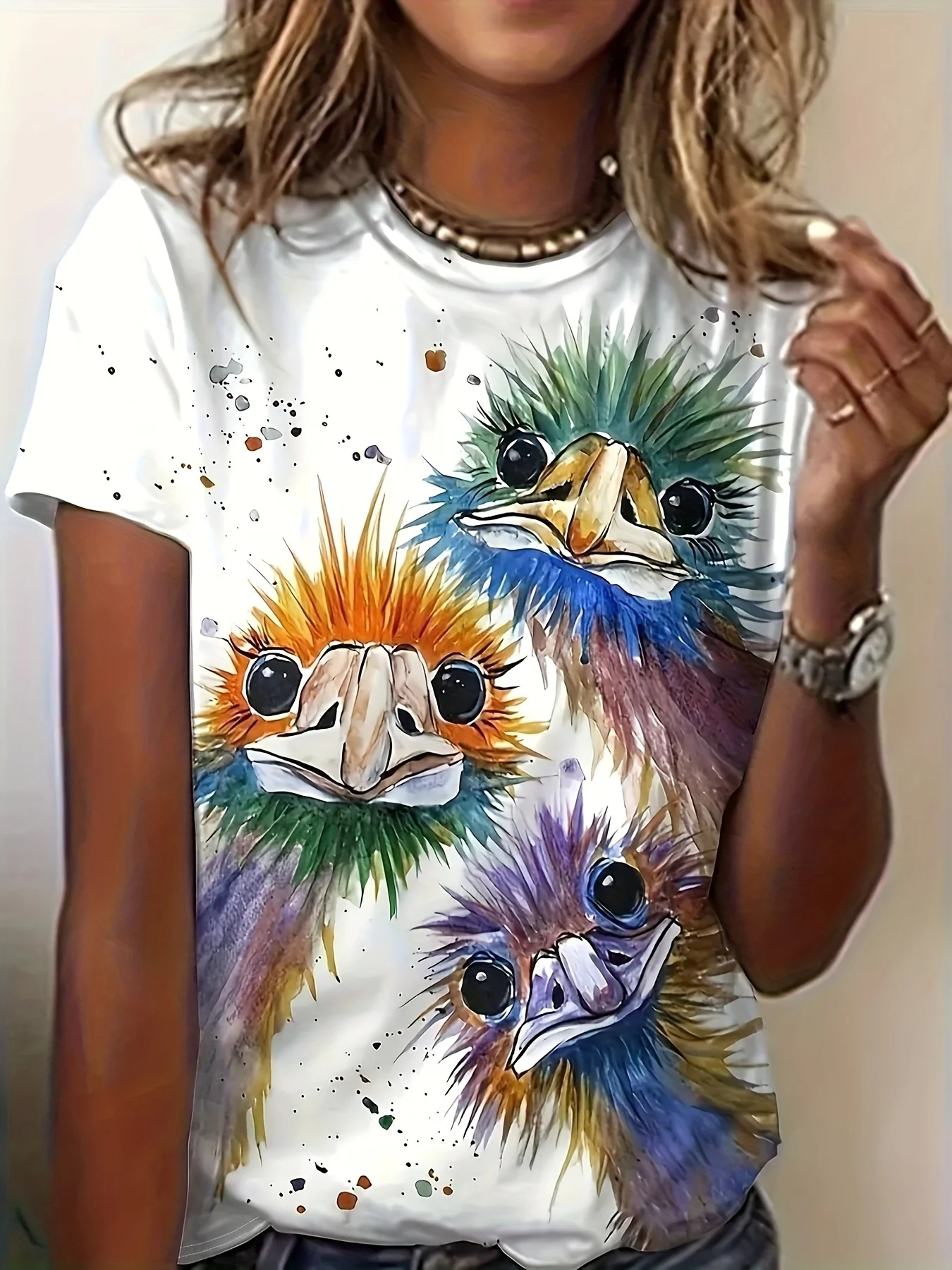 New Three Little Bird Printed Round Neck Popular Women T-shirt Casual Style Slimming Tee Quick drying Fashion Vacation Clothing
New Three Little Bird Printed Round Neck Popular Women T-shirt Casual Style Slimming Tee Quick drying Fashion Vacation Clothing