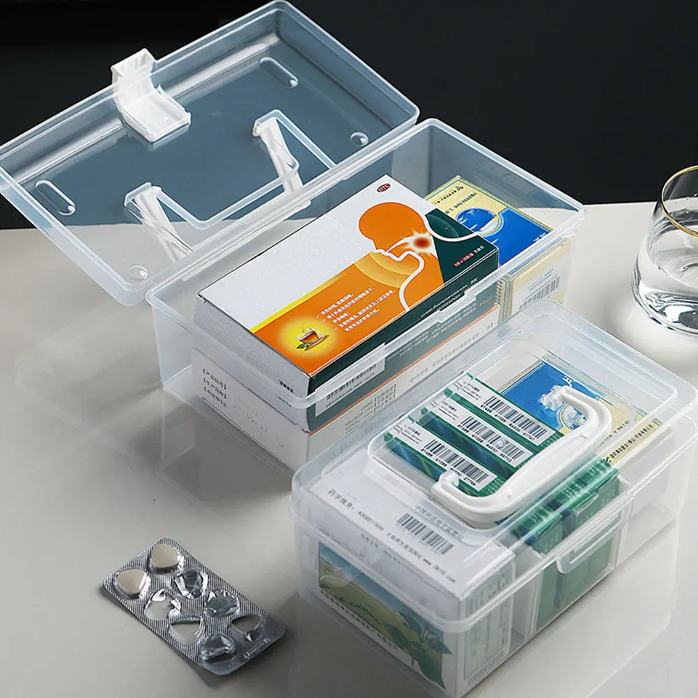 2Pcs Medicine Box with Handle Large Capacity Plastic Storage Case Household First Aid Organizing Box for Medicines and Small
2Pcs Medicine Box with Handle Large Capacity Plastic Storage Case Household First Aid Organizing Box for Medicines and Small
