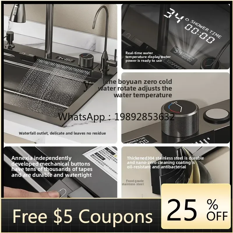 Y1 Kitchen Sink Nano 304 Stainless Steel Multifunctional Large Single Slot Digital Display Piano Dishwasher
Y1 Kitchen Sink Nano 304 Stainless Steel Multifunctional Large Single Slot Digital Display Piano Dishwasher