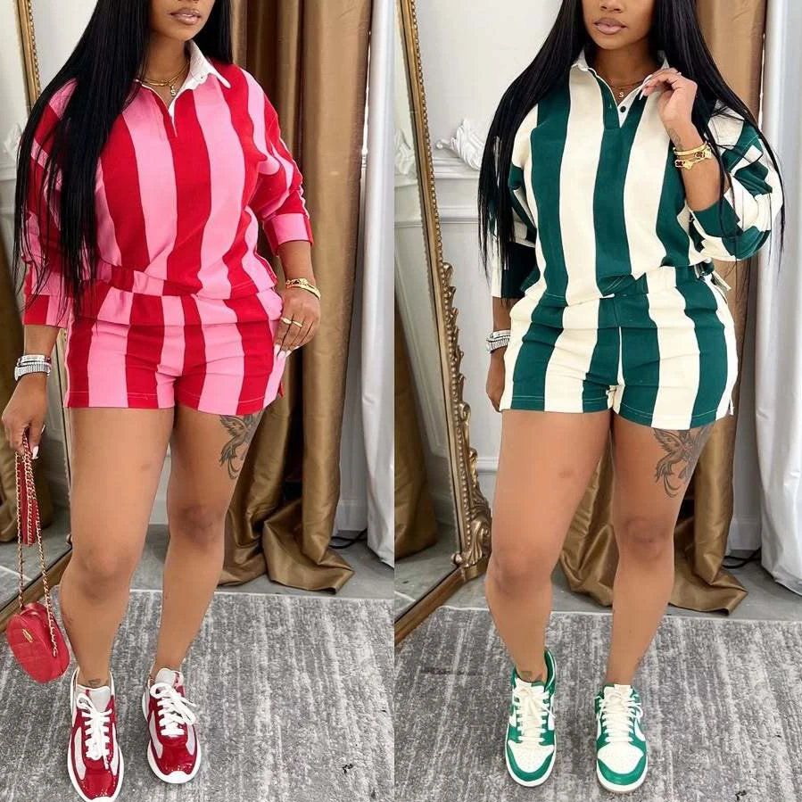Shorts Pant Set Women Two Piece Sets Short Sleeve Matching Sets Striped Top High Waist Pants Suit Casual Y2k Streetwear Jogger
Shorts Pant Set Women Two Piece Sets Short Sleeve Matching Sets Striped Top High Waist Pants Suit Casual Y2k Streetwear Jogger