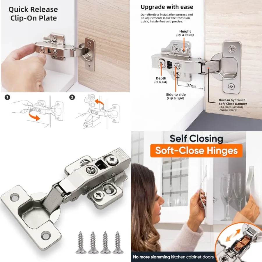 European Soft Close Cabinet Hinges for Kitchen Cabinets 0 Pcs -5 Frameless Concealed Cabinet Door Hinge - Way Adjustability Cli
European Soft Close Cabinet Hinges for Kitchen Cabinets 0 Pcs -5 Frameless Concealed Cabinet Door Hinge - Way Adjustability Cli