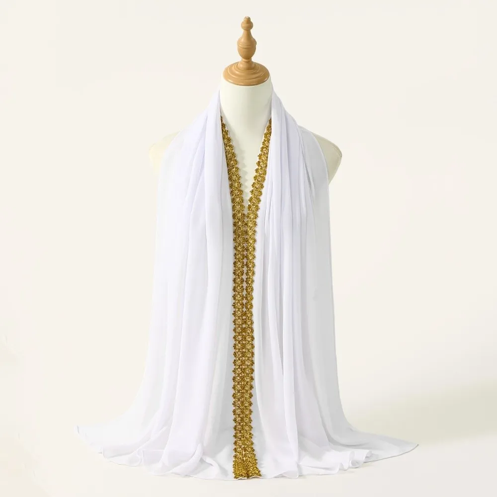 Chiffon Material Eid al-Fitr Hijab Golden Wave Premium Embroidery Modest Covering Scarf Solid Color Soft Breathable Shawl Wrap
Chiffon Material Eid al-Fitr Hijab Golden Wave Premium Embroidery Modest Covering Scarf Solid Color Soft Breathable Shawl Wrap