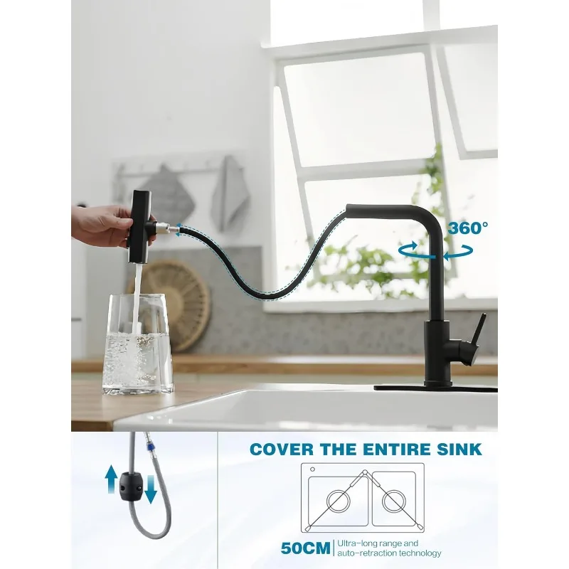 Kitchen Faucets Pull Down Sprayer Waterfall Single Handle 3 Function Stainless Steel for Commercial Utility Kitchen Sink
Kitchen Faucets Pull Down Sprayer Waterfall Single Handle 3 Function Stainless Steel for Commercial Utility Kitchen Sink