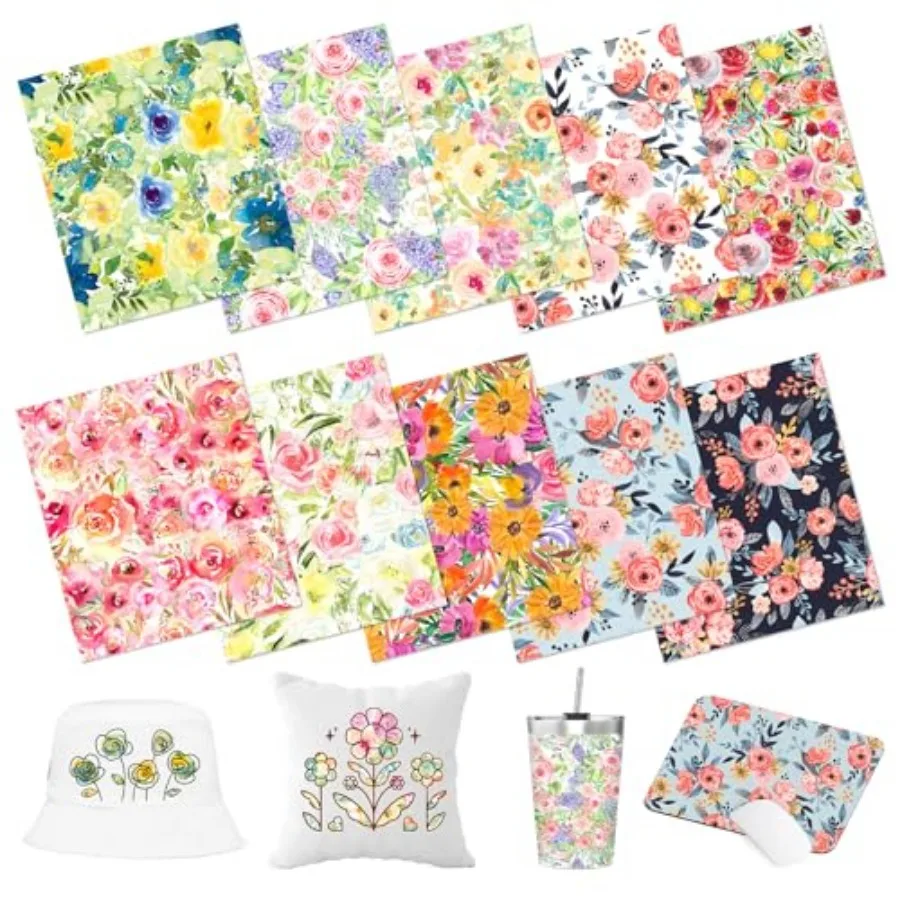 Floral Sublimation Transfer Ink Paper 10 Sheets 12'' x 10''Watercolor Sublimation Paper Flower Transfer Sheets for Mugs Tumbler
Floral Sublimation Transfer Ink Paper 10 Sheets 12'' x 10''Watercolor Sublimation Paper Flower Transfer Sheets for Mugs Tumbler