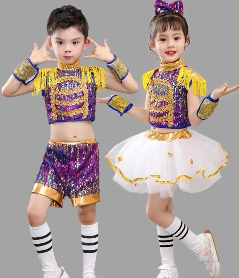 Children's sequin gauze skirt jazz dance cheerleading costumes kindergarten boys and girls fashion tutu hip-hop Dance Costumes
Children's sequin gauze skirt jazz dance cheerleading costumes kindergarten boys and girls fashion tutu hip-hop Dance Costumes