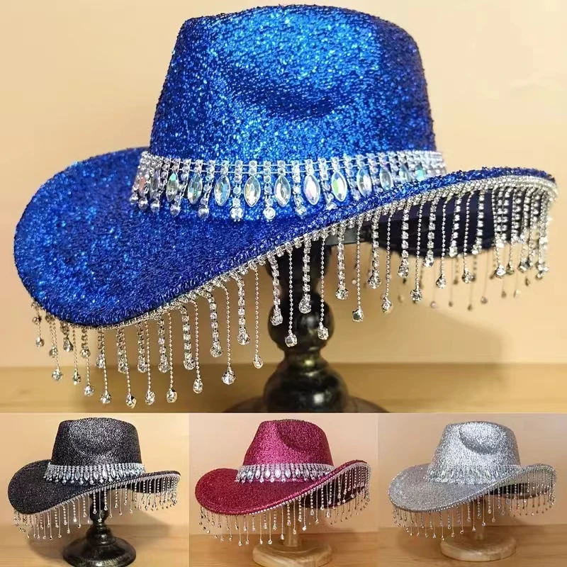 1 Lady Delicate Rhinestone Silk Cowboy Hat with Adjustable Tassel for Denim Party, Bar, Bachelorette Party
1 Lady Delicate Rhinestone Silk Cowboy Hat with Adjustable Tassel for Denim Party, Bar, Bachelorette Party