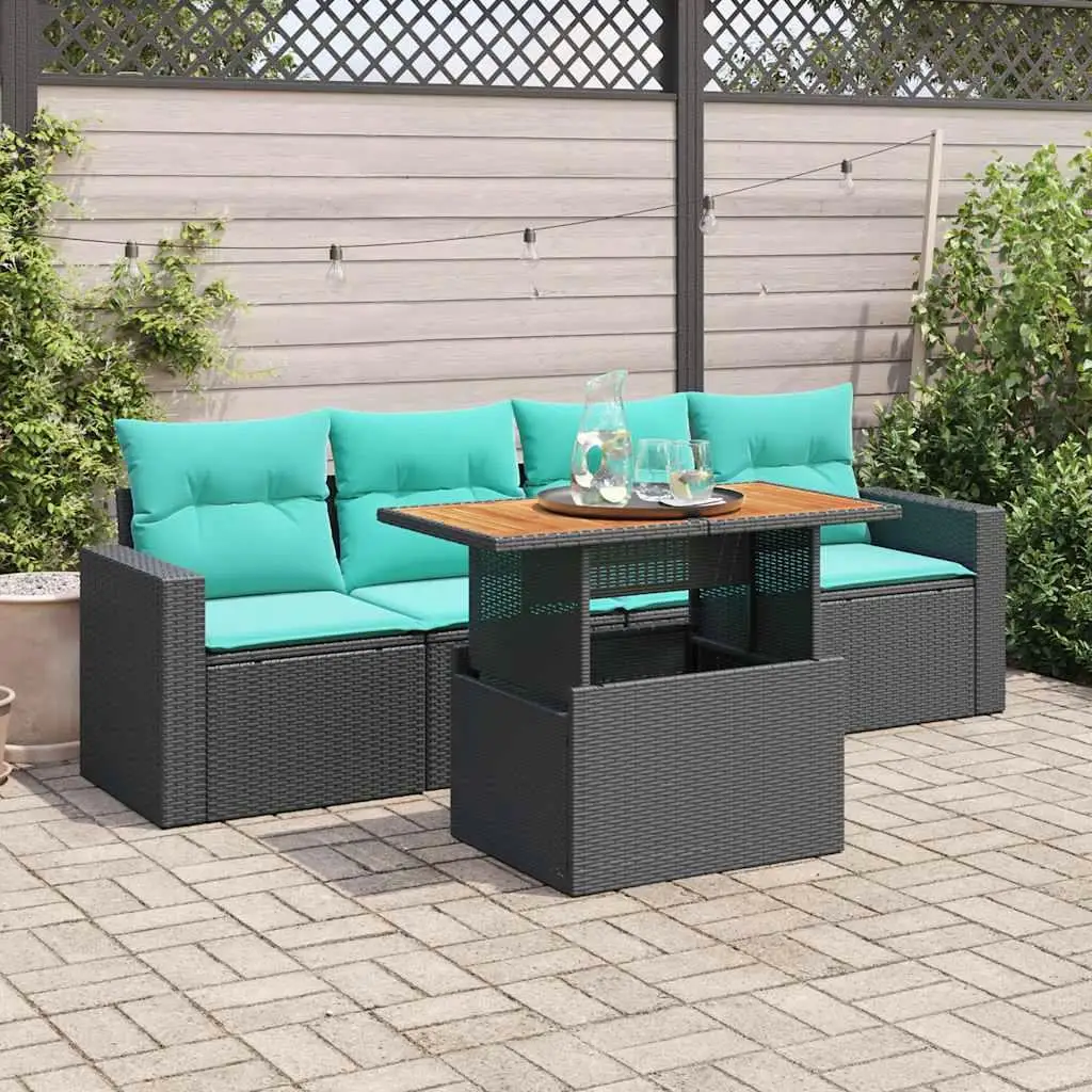 5 Piece Outdoor Patio Sofa Set with Cushions Black Rattan Furniture Garden Seating
5 Piece Outdoor Patio Sofa Set with Cushions Black Rattan Furniture Garden Seating