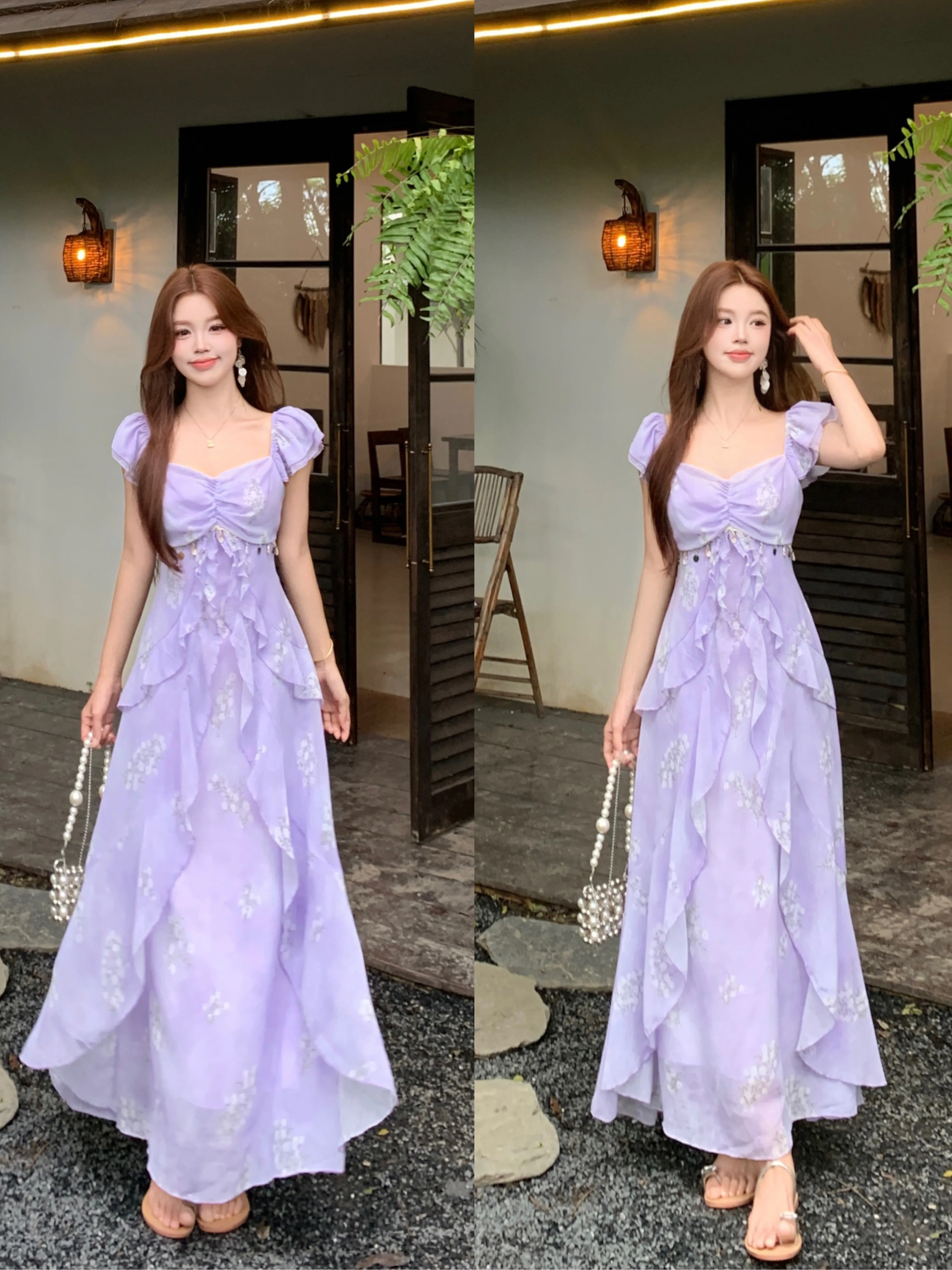 Elegant plus Size Purple Dress with Fly Sleeve And Lace Hemline Fairy Long Skirt High Waist Chiffon Summer Citywalk Thinming
Elegant plus Size Purple Dress with Fly Sleeve And Lace Hemline Fairy Long Skirt High Waist Chiffon Summer Citywalk Thinming