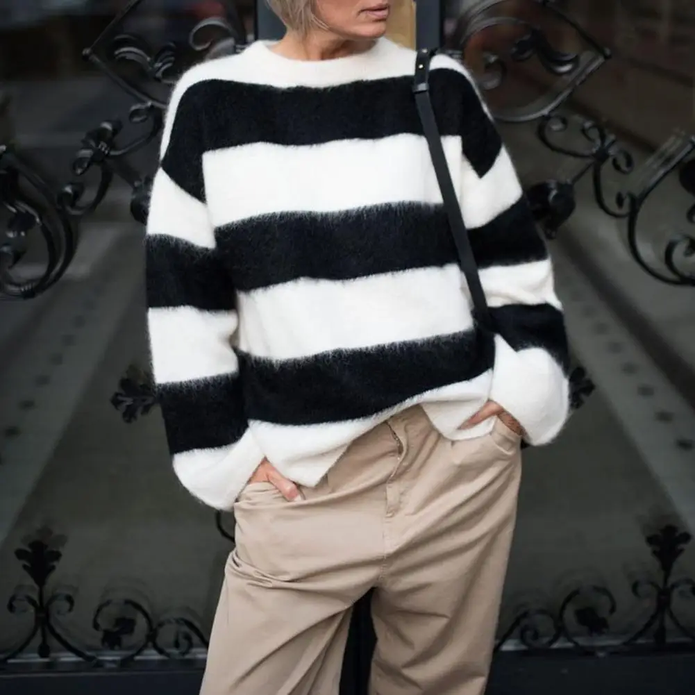 Cozy Fabric Sweater Striped Drop-shoulder Knit Sweater for Women O Neck Pullover Top with Long Sleeves Soft Warm Fall Winter
Cozy Fabric Sweater Striped Drop-shoulder Knit Sweater for Women O Neck Pullover Top with Long Sleeves Soft Warm Fall Winter