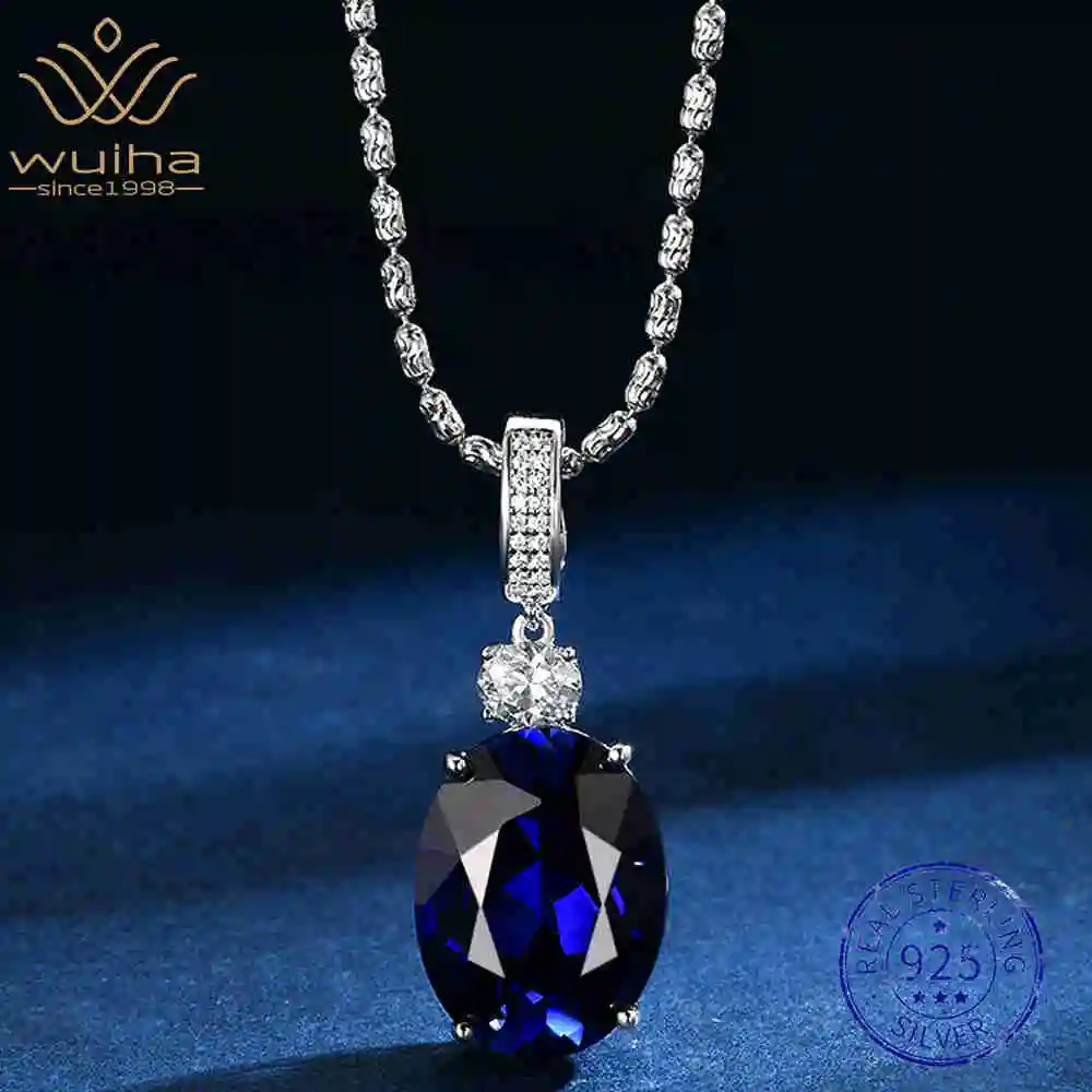 WUIHA Vintage 925 Sterling Silver 12 * 16 MM Oval Cut Lab Sapphire High Carbon Diamonds Gemstone Pendant Necklace Fine Jewelry
WUIHA Vintage 925 Sterling Silver 12 * 16 MM Oval Cut Lab Sapphire High Carbon Diamonds Gemstone Pendant Necklace Fine Jewelry