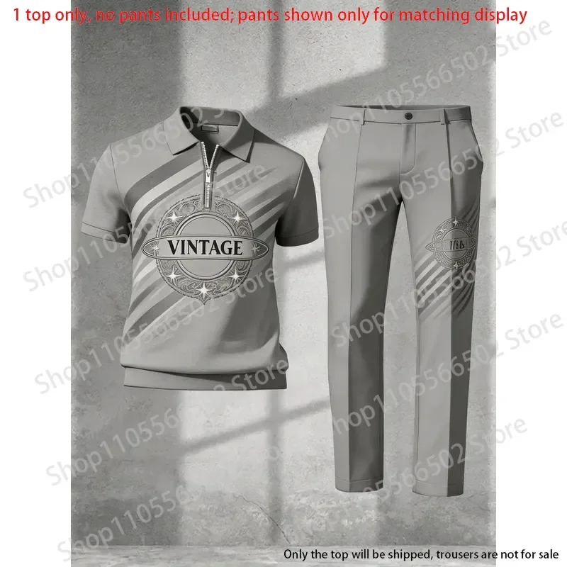 1 top (without pants)-Men's half zip short sleeve polo shirt,3D vintage letter stripe print,summer breathable casual fashion men
1 top (without pants)-Men's half zip short sleeve polo shirt,3D vintage letter stripe print,summer breathable casual fashion men