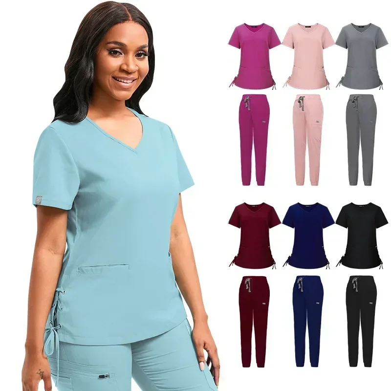 Lace up design Jogger Suit Doctor Nurse Scrubs Set Hospital Surgical Uniforms Multicolor Women Wear Scrub Suit Doctor Uniform
Lace up design Jogger Suit Doctor Nurse Scrubs Set Hospital Surgical Uniforms Multicolor Women Wear Scrub Suit Doctor Uniform