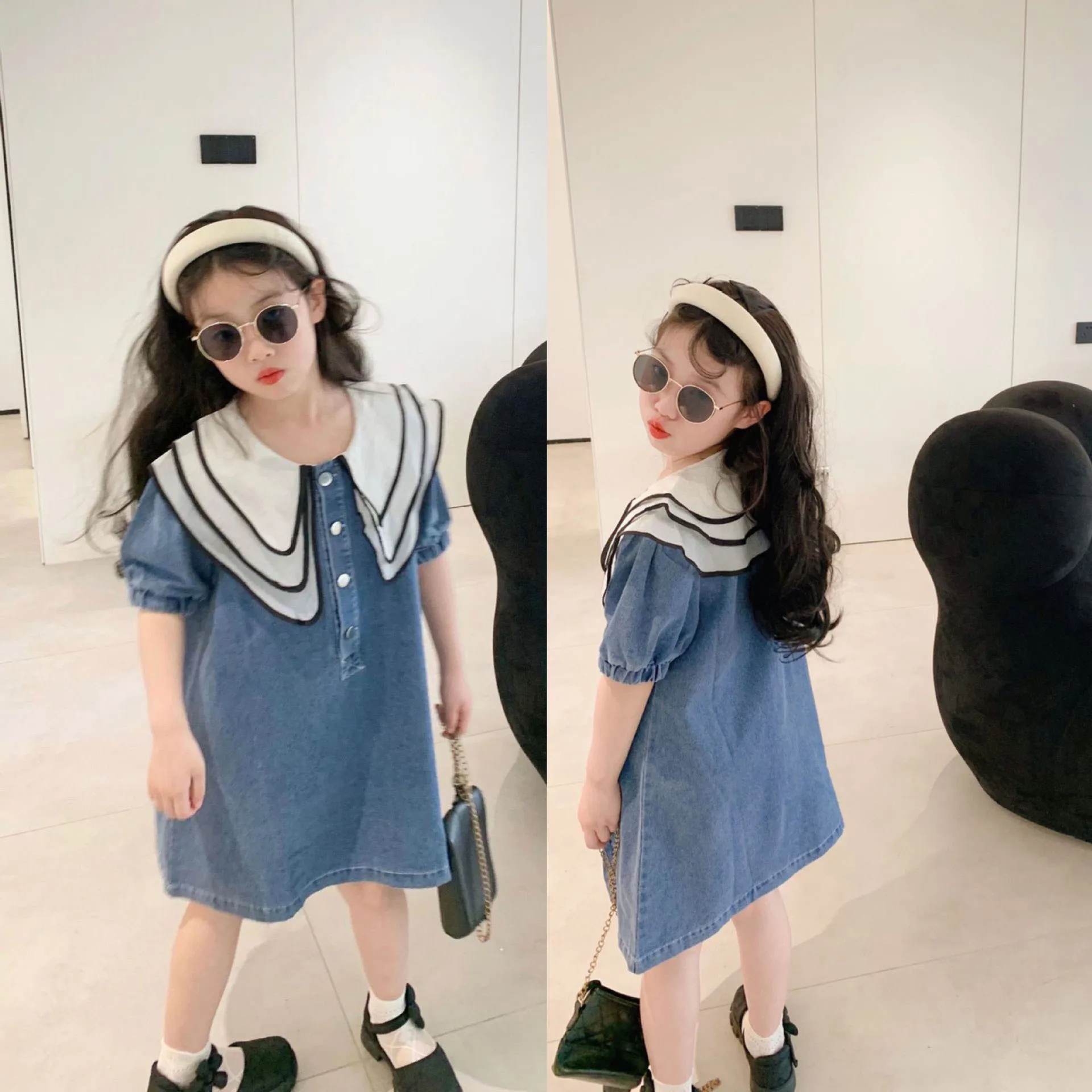 Summer Girls' Denim Dress Korean Style Doll Neck Short Sleeve Princess Dress Denim Baby Kids Clothing Girls Fashion Kids Outfit
Summer Girls' Denim Dress Korean Style Doll Neck Short Sleeve Princess Dress Denim Baby Kids Clothing Girls Fashion Kids Outfit