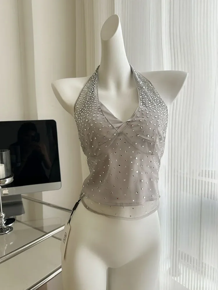 Повседневные топы на бретелях, летние серые женские топы без рукавов с бриллиантами, клубная одежда, сексуальный простой уютный жилет с открытыми плечами Gyaru Grunge
Повседневные топы на бретелях, летние серые женские топы без рукавов с бриллиантами, клубная одежда, сексуальный простой уютный жилет с открытыми плечами Gyaru Grunge