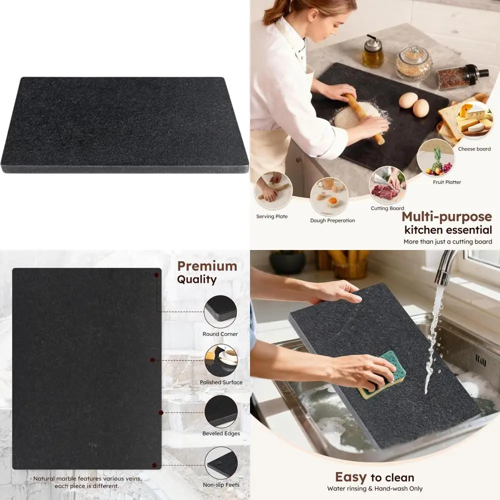 Large 16x20 Inch Granite Cutting Board for Kitchen, Black Pastry Slab with Non-Slip Feet, Ideal for Cheese and More
Large 16x20 Inch Granite Cutting Board for Kitchen, Black Pastry Slab with Non-Slip Feet, Ideal for Cheese and More
