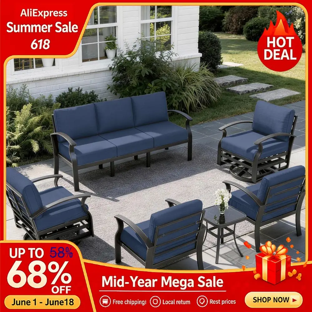 Aluminum Patio Furniture Set with 2 Swivel Chairs 7seat Metal Outdoor Furniture Patio Sectional Sofas Conversation Set, Custom
Aluminum Patio Furniture Set with 2 Swivel Chairs 7seat Metal Outdoor Furniture Patio Sectional Sofas Conversation Set, Custom