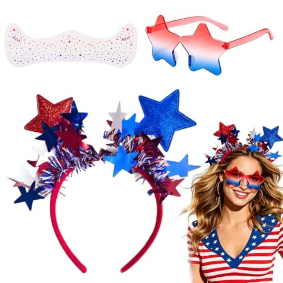 ONEPEACE 4th of July Headband USA Freckles Face Tattoos and Sunglasses-Independence Day Patriotic Party Accessories for Women
ONEPEACE 4th of July Headband USA Freckles Face Tattoos and Sunglasses-Independence Day Patriotic Party Accessories for Women
