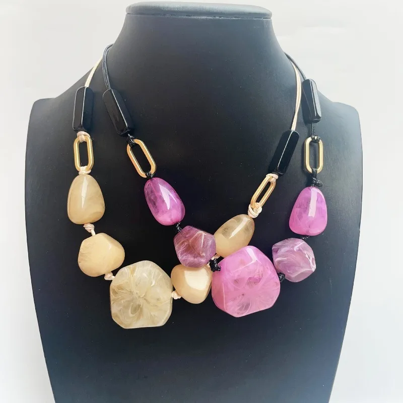 Vintage Geometric Resin Necklace Colorful Chunky Bead Pendant Black Cord Long Chain Boho Statement Jewelry Women Vacation Gift
Vintage Geometric Resin Necklace Colorful Chunky Bead Pendant Black Cord Long Chain Boho Statement Jewelry Women Vacation Gift