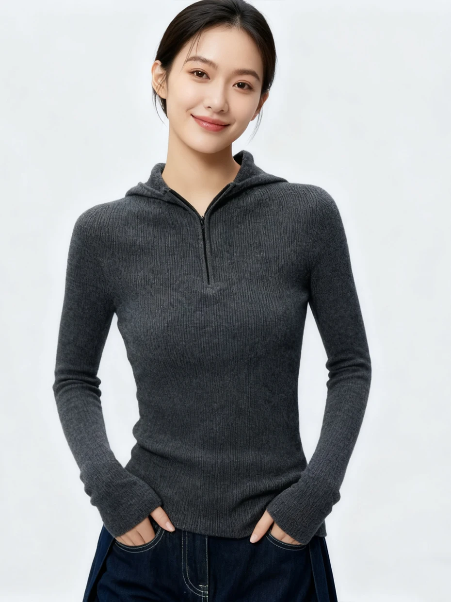 Spring Knitted Sweater Women's Slim Fit Hooded Base Layer Shirt Casual Style Polyester Fiber Long Sleeve Zipper Design
Spring Knitted Sweater Women's Slim Fit Hooded Base Layer Shirt Casual Style Polyester Fiber Long Sleeve Zipper Design
