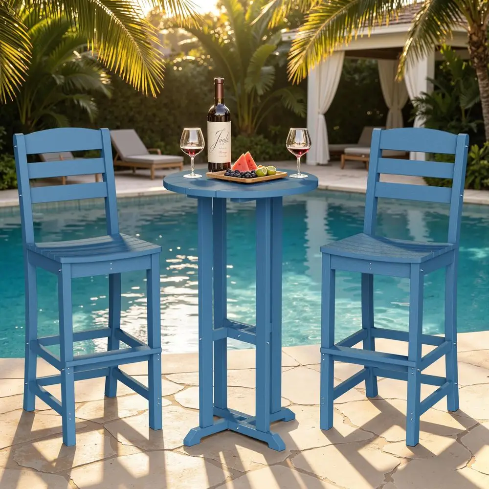 QAQA 3Piece Adirondack Bar Height Patio Set, 2 AllWeather HDPE Chairs and 1 Round Table, HeavyDuty with an EasyClean Surface, O
QAQA 3Piece Adirondack Bar Height Patio Set, 2 AllWeather HDPE Chairs and 1 Round Table, HeavyDuty with an EasyClean Surface, O