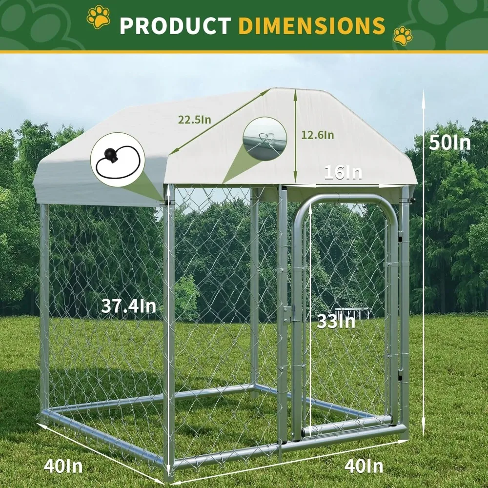 Large Dog Kennel 40 x40 in, Outdoor Heavy Duty Dog Enclosure with UV & Rain-Proof Fully Covered Roof, Rustproof Metal Mesh
Large Dog Kennel 40 x40 in, Outdoor Heavy Duty Dog Enclosure with UV & Rain-Proof Fully Covered Roof, Rustproof Metal Mesh