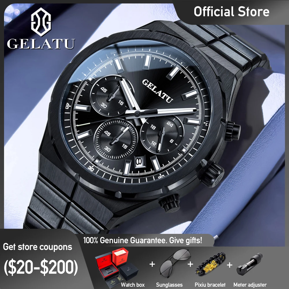 GELATU 8001 Mens Watches Original Luxury High Quality Multifunctional Quartz Waterproof Date Watches For Man Stainless Steel
GELATU 8001 Mens Watches Original Luxury High Quality Multifunctional Quartz Waterproof Date Watches For Man Stainless Steel