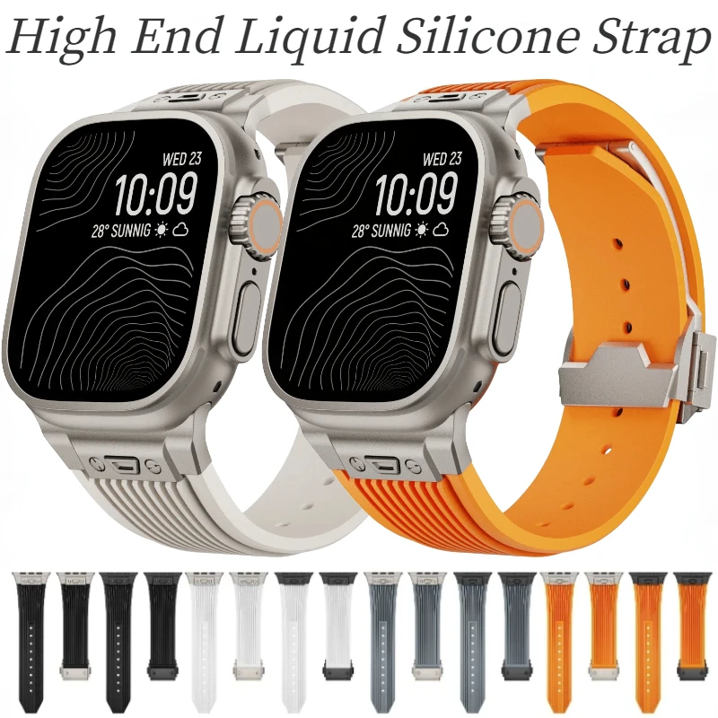 High End Liquid Silicone Strap For Apple Watch Ultra/2 49mm 9 8 7 45mm Stainless Steel Buckle iWatch 6 5 4 3 SE 44mm 42mm Correa
High End Liquid Silicone Strap For Apple Watch Ultra/2 49mm 9 8 7 45mm Stainless Steel Buckle iWatch 6 5 4 3 SE 44mm 42mm Correa