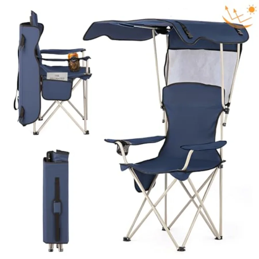 Camping Chair with Canopy, Portable Folding Chair with Canopy, Durable 600D Oxford Outdoor Chair with Cup Holder Mesh Pocket fo
Camping Chair with Canopy, Portable Folding Chair with Canopy, Durable 600D Oxford Outdoor Chair with Cup Holder Mesh Pocket fo