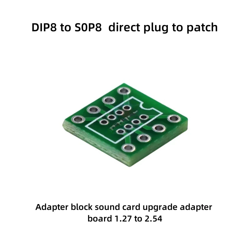 DIP8 to SOP8 Socket Through Hole to SMD Adapter Socket Sound Card Upgrade Adapter Board (1.27 to 2.54) 
DIP8 to SOP8 Socket Through Hole to SMD Adapter Socket Sound Card Upgrade Adapter Board (1.27 to 2.54)