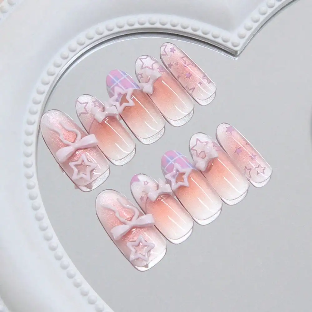24Pcs Star Bow Long Square Pink Gradient 3D Star Press On Nails Sweet Y2K Manicure
24Pcs Star Bow Long Square Pink Gradient 3D Star Press On Nails Sweet Y2K Manicure