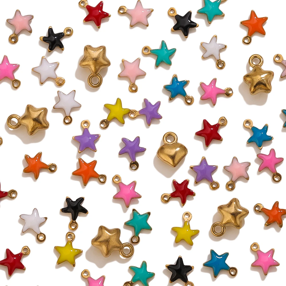 20PCS 5x6mm Enamel Small Star Charms Pendant 18K Gold Stainless Steel DIY Jewelry Making Accessories Findings for Bracelet
20PCS 5x6mm Enamel Small Star Charms Pendant 18K Gold Stainless Steel DIY Jewelry Making Accessories Findings for Bracelet