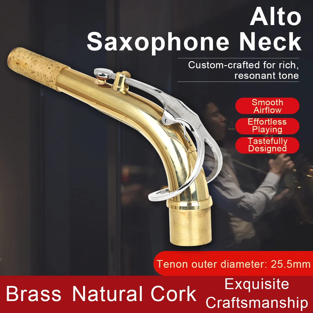 IRIN альт-саксофон, мундштук с изогнутой шеей, 25,5 мм, золотая латунь, пробковый саксофон с изогнутой шеей, аксессуары и детали для деревянных духовых инструментов
IRIN альт-саксофон, мундштук с изогнутой шеей, 25,5 мм, золотая латунь, пробковый саксофон с изогнутой шеей, аксессуары и детали для деревянных духовых инструментов