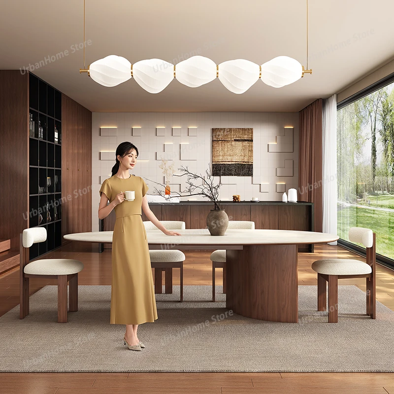 Nordic stone droplet shaped rock slab dining table, tea table, quiet and ancient style, marble solid wood household dining table
Nordic stone droplet shaped rock slab dining table, tea table, quiet and ancient style, marble solid wood household dining table