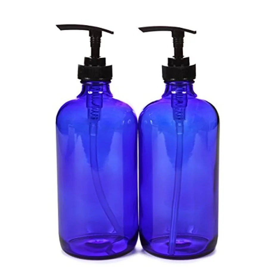 , 2, Large, 16 oz, Empty, Cobalt Blue Glass Bottles with Black Lotion Pumps
, 2, Large, 16 oz, Empty, Cobalt Blue Glass Bottles with Black Lotion Pumps
