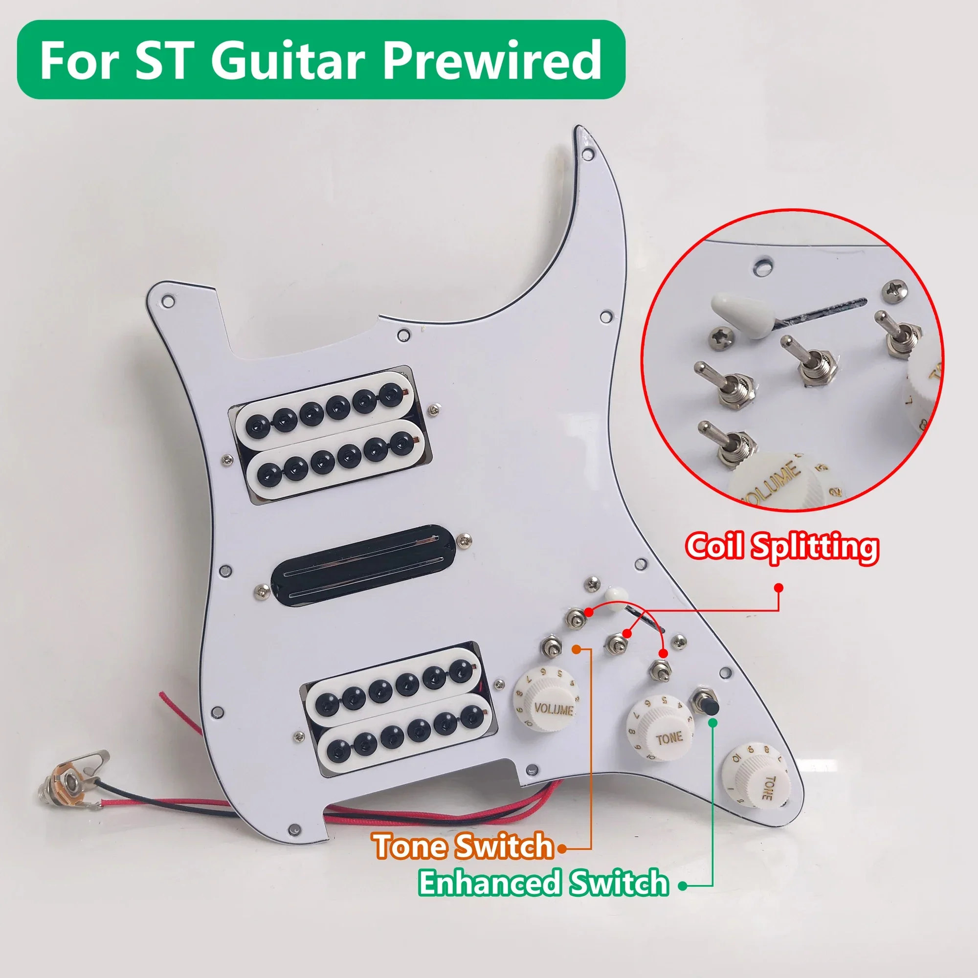 Guitar Prewired Loaded Pickguard Set with Coil Splitting Humbucker Pickups Set for ST 11 Hole Guitar Accessoires
Guitar Prewired Loaded Pickguard Set with Coil Splitting Humbucker Pickups Set for ST 11 Hole Guitar Accessoires