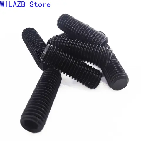 5/50pcs M2 M2.5 M3 M4 M5 DIN913 Black Allen Head Hex Hexagon Socket Flat Point Set Screw End Grub Headless Bolt
