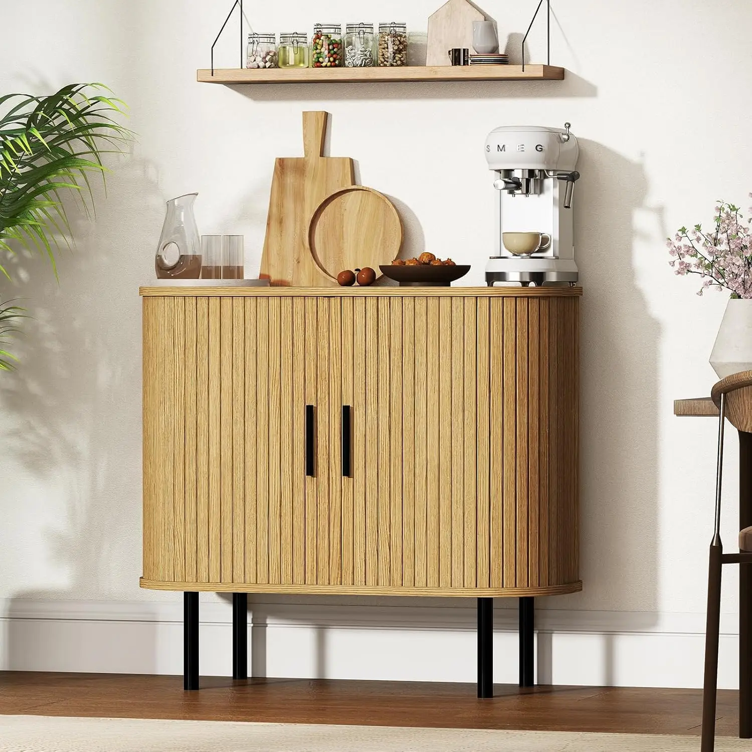 35" Fluted Mid Century Modern Sideboard Buffet w Sliding Doors Adjustable Shelves Kitchen Entryway Living Dining Customized
35" Fluted Mid Century Modern Sideboard Buffet w Sliding Doors Adjustable Shelves Kitchen Entryway Living Dining Customized