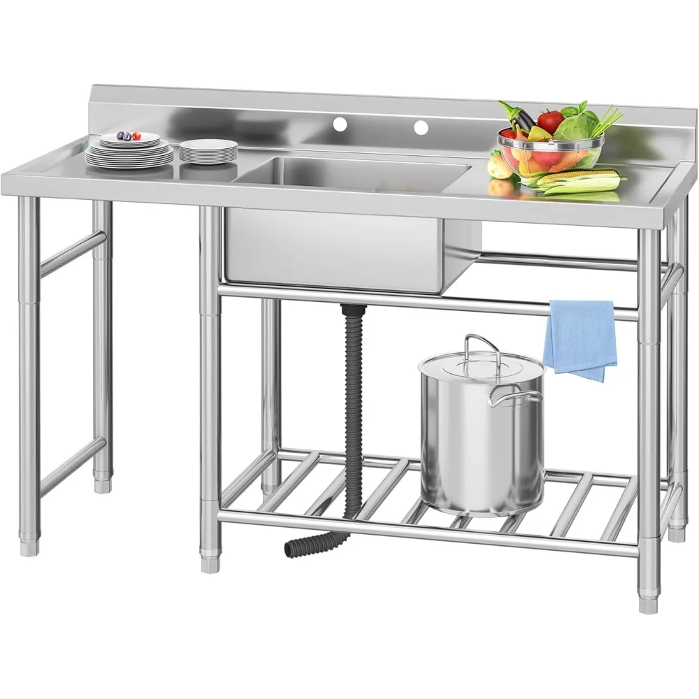 Stainless Steel Freestanding Utility Sink with 2 Drainboards - Single Bowl NSF Commercial Sink for Restaurant, Laundry, Garage
Stainless Steel Freestanding Utility Sink with 2 Drainboards - Single Bowl NSF Commercial Sink for Restaurant, Laundry, Garage