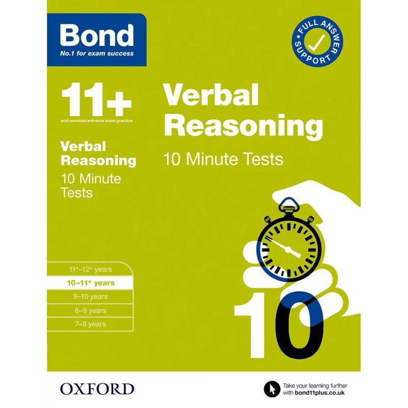 BOND 10 MINUTE TESTS VERBAL REASONING 1011 YEARS Bond 11 Oxford University Press 9780192778420 Book
BOND 10 MINUTE TESTS VERBAL REASONING 1011 YEARS Bond 11 Oxford University Press 9780192778420 Book