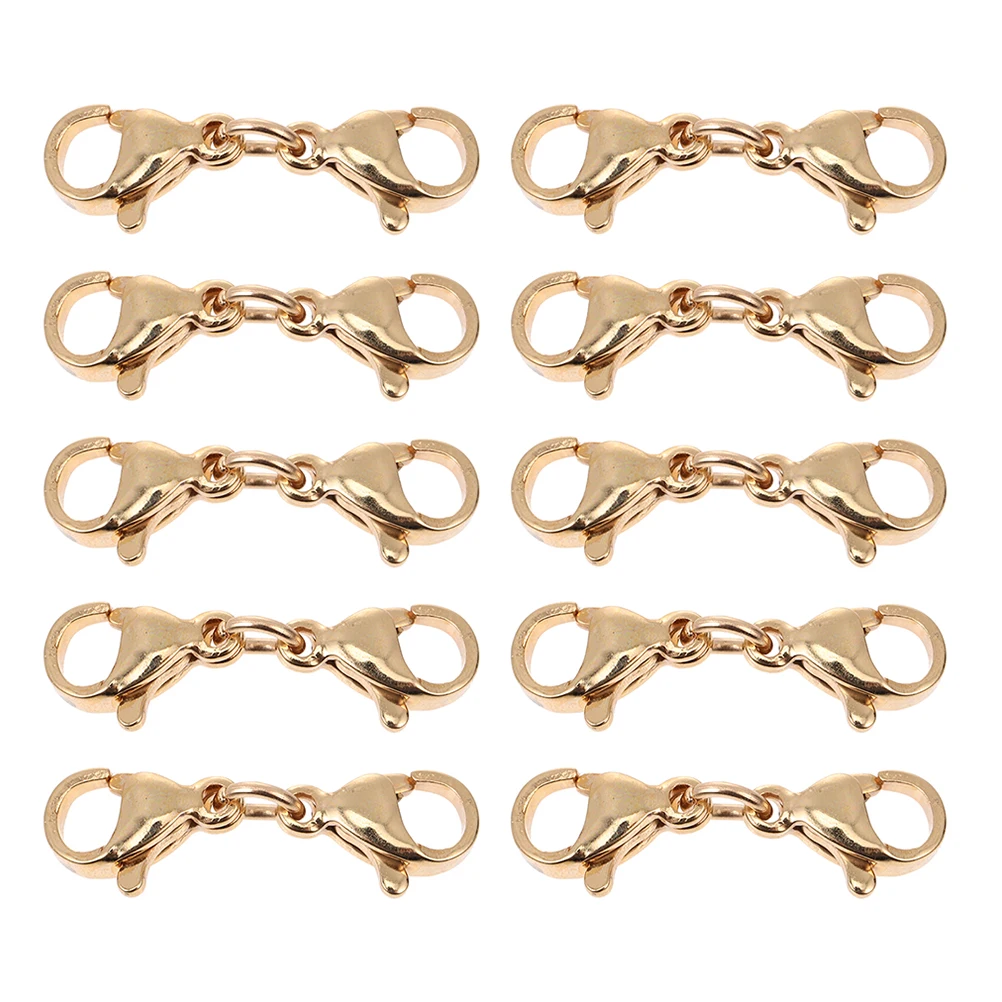 10 Pcs Replacement Lobster Clasps Double Golden Stainless Steel Necklace Making Jewelry Findings Repair Accessories
10 Pcs Replacement Lobster Clasps Double Golden Stainless Steel Necklace Making Jewelry Findings Repair Accessories