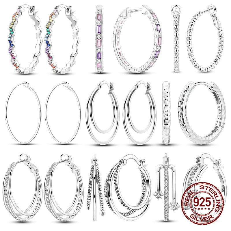 925 Sterling Silver Stacked Hoop Earrings Designer Ear Jewelry for Woman Simple Earring Luxury Pendientes Fashion Jewelry
925 Sterling Silver Stacked Hoop Earrings Designer Ear Jewelry for Woman Simple Earring Luxury Pendientes Fashion Jewelry