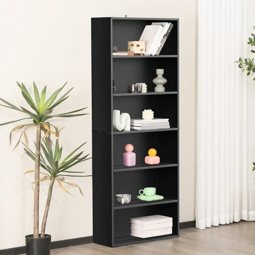 6 Tier Wooden Bookshelf Black Tall Bookcase Standing Open Book Shelf Organizer Adjustable, Display Storage Shelves Sturdy Home
6 Tier Wooden Bookshelf Black Tall Bookcase Standing Open Book Shelf Organizer Adjustable, Display Storage Shelves Sturdy Home